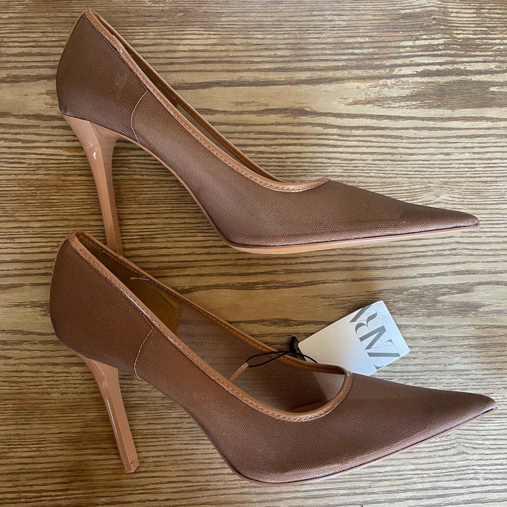 Zara Tan Pointed Toe Heels